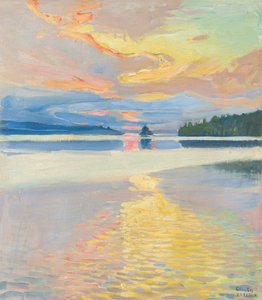 Tramonto sul Lago Ruovesi, c. 1915 (olio su tela) da Akseli Valdemar Gallen Kallela