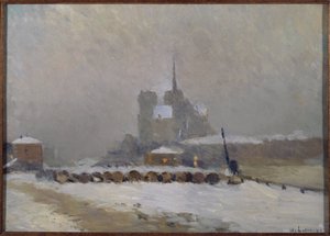 Notre-Dame de Paris, effetto neve, sera, ca. 1897 da Albert Charles Lebourg