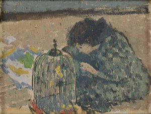 Donna con canarino, 1892-94 circa (olio su cartoncino)