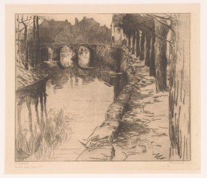 Vecchio ponte su un canale a Diksmuide da Albert Baertsoen
