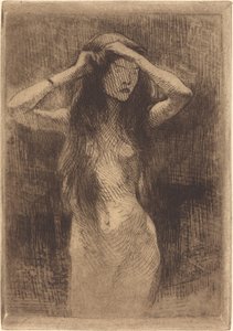 Ragazza nuda che si pettina