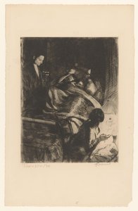 Donna nel letto di parto da Albert Besnard