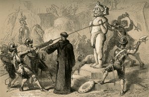 Spagnoli che distruggono idoli messicani, 1877