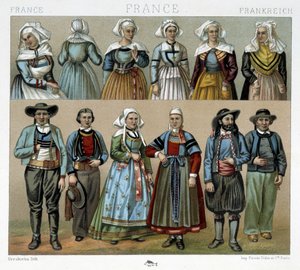 Costumi bretoni del XIX secolo - in "Le costume ancien et historique" di Racinet da Albert Charles August Racinet