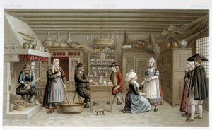 Costumi bretoni del XIX secolo e interni - in "Il costume storico" di Racinet da Albert Charles August Racinet