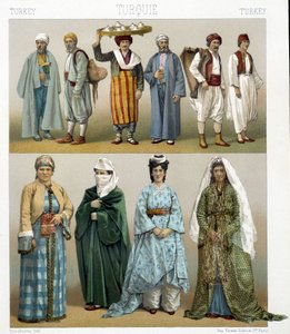 Costumi turchi del XIX secolo. Illustrazione in "Il costume storico" di Racinet