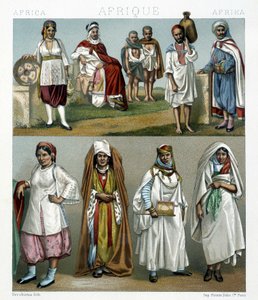 Costumi barbareschi (Africa). Illustrazione in "Le costume historique" di Racinet