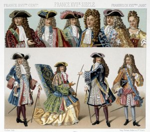 Costumi e acconciature della nobiltà francese nel XVIII secolo. Illustrazione in "Il costume storico" di Racinet