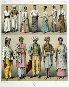 Costumi delle Indie - in "Il costume storico" di Racinet, fine XIX secolo da Albert Charles August Racinet