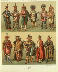 Illustrazione di Indiani del Nord America del Kansas e del Nebraska, USA da Albert Charles August Racinet