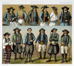 Costumi maschili del Finistère del XIX secolo - in "Le costume ancien et historique" di Racinet da Albert Charles August Racinet