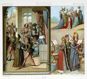 Medioevo: la corte reale, le nobildonne, le donne istruite - in "Le costume historique" di Racinet da Albert Charles August Racinet