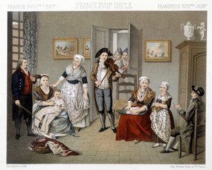 Musicisti che suonano per una famiglia all