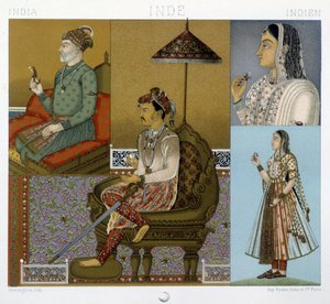 Costumi tradizionali dei Mogol e dei Maharajah in India - in “Le costume historique” di Racinet da Albert Charles August Racinet