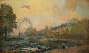 Le rive della Senna a St. Cloud da Albert Charles Lebourg
