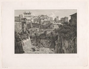 Veduta di Tivoli, con il tempio di Vesta in lontananza