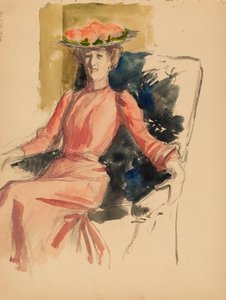 Donna seduta con cappello