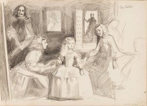 Las Meninas, schizzo da Diego Velázquez da Albert Edelfelt