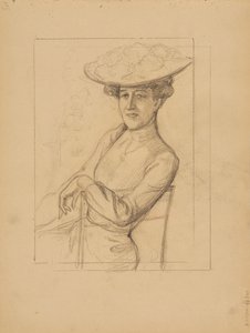 Donna seduta con cappello da Albert Edelfelt