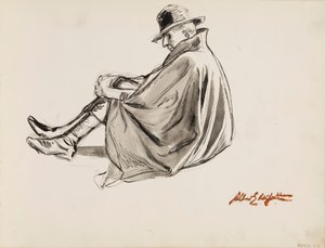 Uomo seduto con mantello da Albert Edelfelt