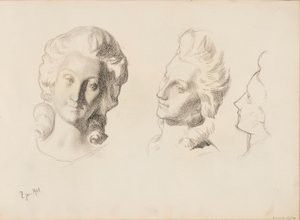 Maschere, schizzo / 1700 (Rokokoo), schizzo da Albert Edelfelt