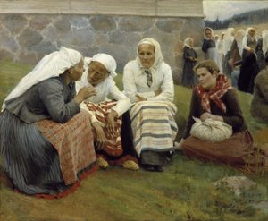 Donne fuori dalla chiesa a Ruokolahti
