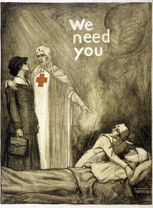 Poster di reclutamento della Croce Rossa, "Abbiamo bisogno di te", pub. 1918