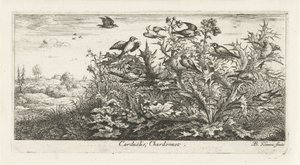 Paesaggio con cardellini nel cardo