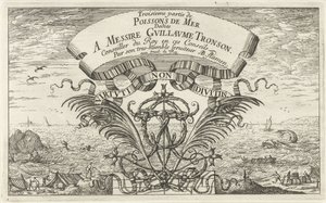Veduta marina con arma ornamentale (serie: Pesci e altri animali marini - terza serie) da Albert Flamen
