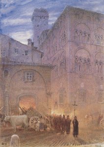 Lucca; Toscana; processione religiosa; carro; mucca; da Albert Goodwin