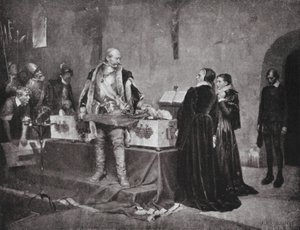 Il Duca Carlo insulta il cadavere del suo nemico Fleming da Albert Gustaf Aristides (after) Edelfelt