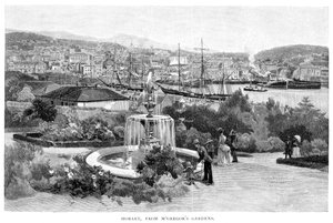 Hobart dai Giardini di McGregor, Tasmania, Australia, 1886