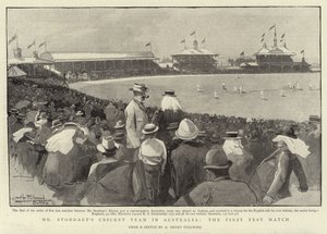 La squadra di cricket del signor Stoddart in Australia, la prima partita di prova da Albert Henry Fullwood