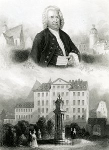 Ritratto di Johann Sebastian Bach (1685-1750) e Monumento da Albert Henry Payne