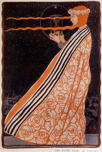 Una donna che tiene una clessidra, sd. inizio XX secolo. Illustrazione di Klingner Albert (1869-1912) da Albert Klingner