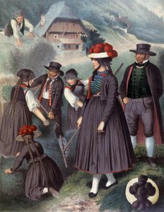 Contadini nei dintorni di Baden, c.1860 (incisione) da Albert Kretschmer