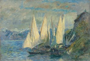 Barche a grandi vele sul lago Lemano a Meillerie in Alta Savoia da Albert Lebourg