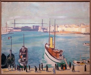Il porto di Marsiglia (Bouche du Rhone) - Sullo sfondo, si può vedere il ponte del traghetto da Albert Marquet