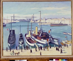 Il porto di Marsiglia con il ponte del traghetto