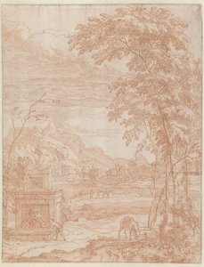 Paesaggio italianeggiante con una fontana da Albert Meyering