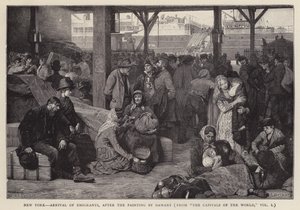 New York - Arrivo degli emigranti (litografia) da Albert Pierre Dawant