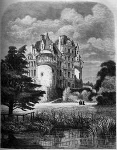 Castello della Loira: vista esterna del Castello di Brissac (architettura rinascimentale) da Albert Pierre Rene Maignan