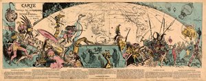 Carta dei viaggi straordinari di Saturnin Farandoul da Albert Robida