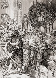 Frate Jean des Entommeures si impadronisce del bastone della croce da Albert Robida
