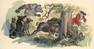 Illustrazione di Albert Robida in "Storia e avventure del Barone di Munchausen", H. Laurens Ed., fine XIX secolo
