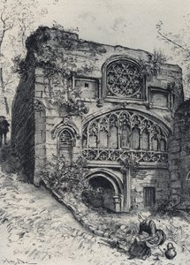 La fontana delle Carmelitane a Morlaix - La vieille France - La Bretagne - testo, disegni e litografie di Albert Robida (1848-1926) senza data fine XIX secolo da Albert Robida