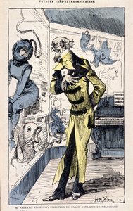 Mr. Valentin Croknuff, direttore del grande acquario di Melbourne, parodia di Jules Verne, "Viaggi straordinari di Saturnin Farandoul in 5 o 6 parti del mondo e in tutti i paesi conosciuti o sconosciuti a Mr. Jules Verne" di Robida, Parigi