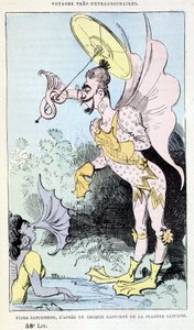 Tipi saturniani da un presunto schizzo del pianeta Saturno (mostri grotteschi pseudo-antropologici), parodia di Jules Verne, 