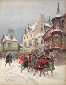 Il re ferito durante una battaglia simulata alla casa di St. Pol a Romorantin, illustrazione da 