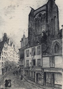 Une rue de Saint Malo - La vieille France - La Bretagne - testo, disegni e litografie di Albert Robida (1848-1926) fine XIX secolo da Albert Robida